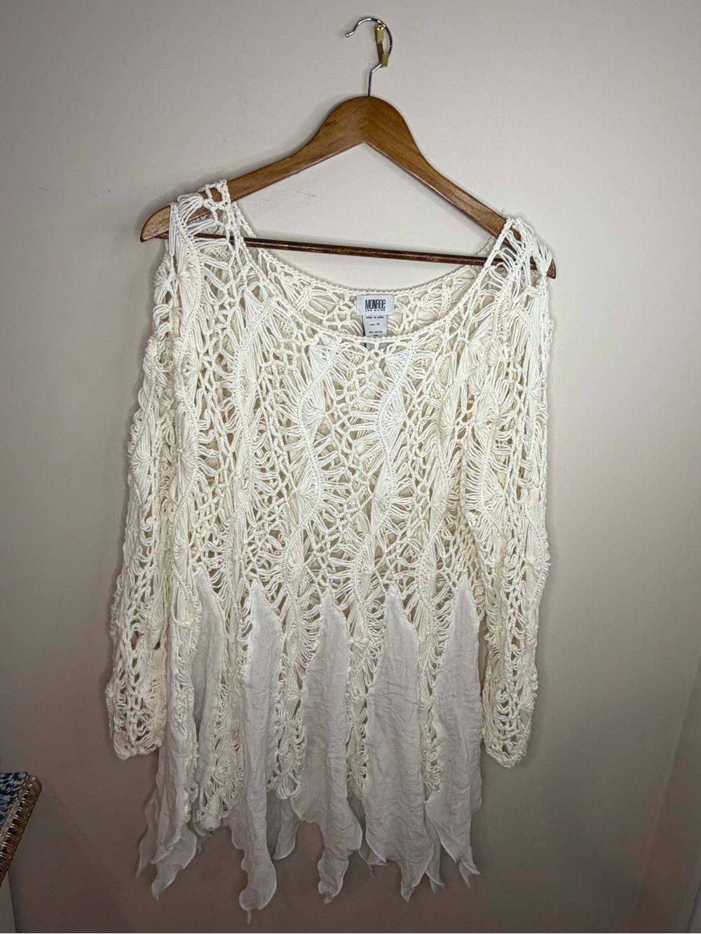 Handcrafted Crochet Tunic Sweater - Cream
